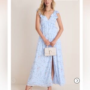 Francesca's Light Blue Floral Maxi Dress